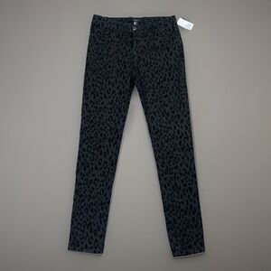 Nwt Forever 21 Womens Size 28 Black Leopard Velvet Print Skinny Jeans